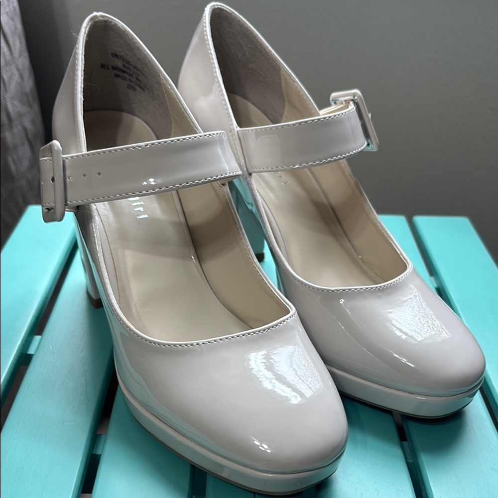 Madden Girl Beige/Nude Patent Leather Heels